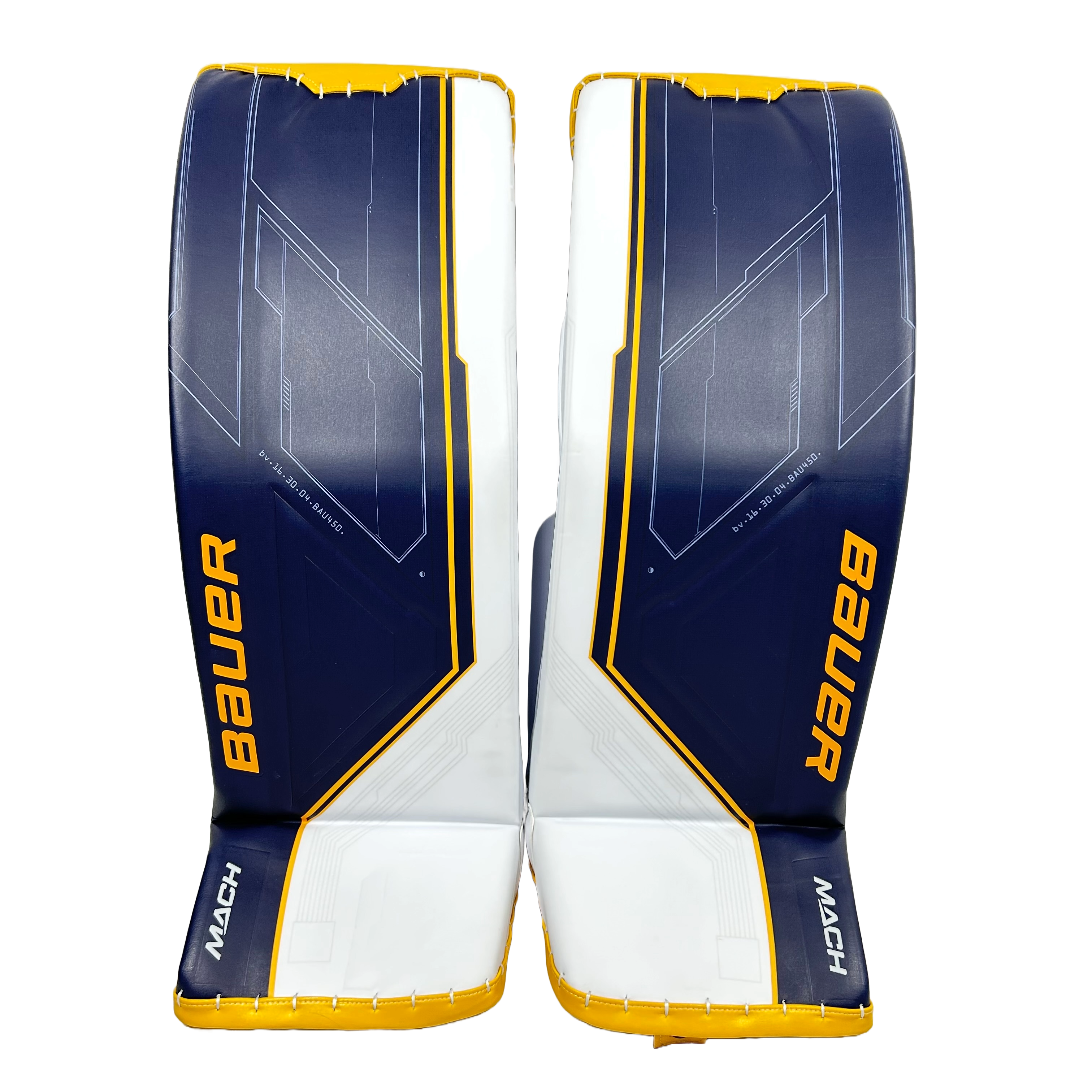 Bauer Supreme Mach - Jambières de gardien OHL Pro Stock (bleu marine/blanc/jaune)